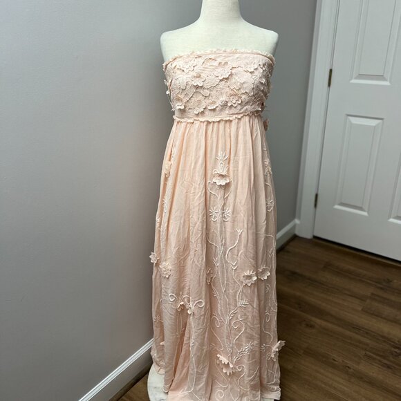 NEW Free People Rosa Maxi Dress Peach Flowers Sz M - Picture 3 of 15